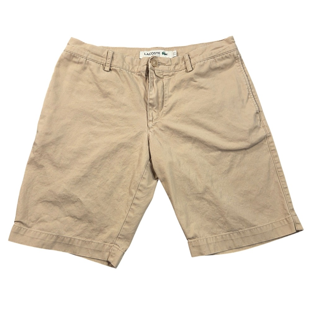 Lacoste Chino Shorts Mens 31 (tag 32) Tan Slim Fit Cotton Casual Preppy FH7053